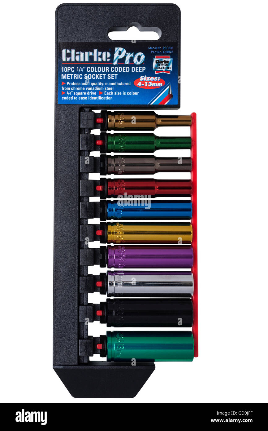 A long reach socket set on a white background Stock Photo Alamy