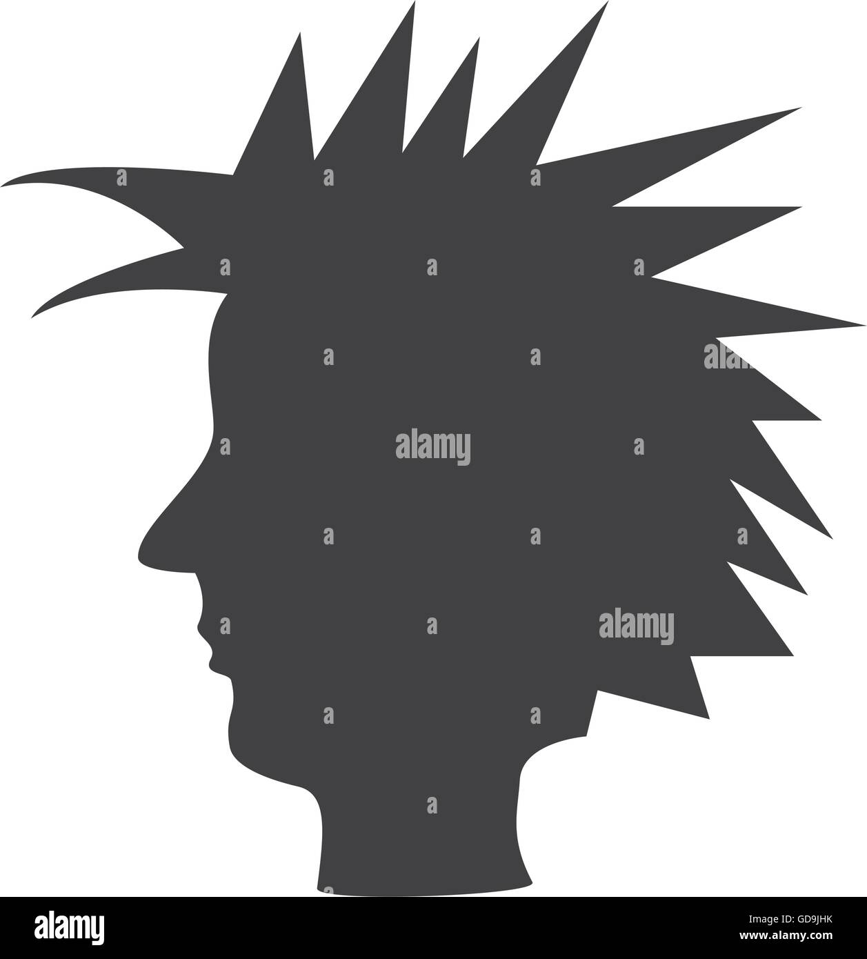 Punk with mohican head silhouette theme design icon, vector illu Stock Vector