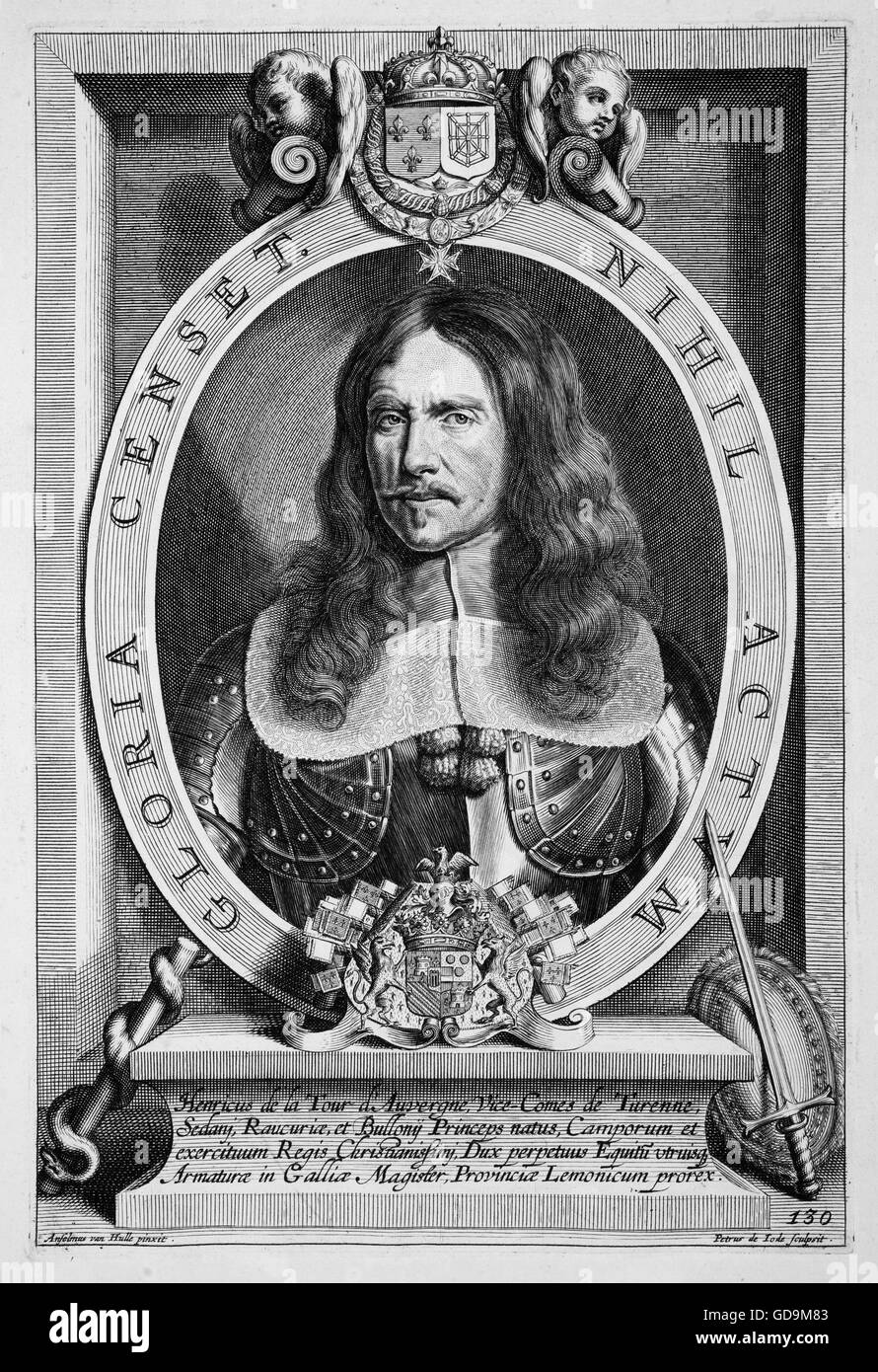 HENRI de la TOUR d'AUVERGNE, Vicomte de Turenne (1611-1675) French army commander and Marshal of France. Engraving dated 1717 Stock Photo