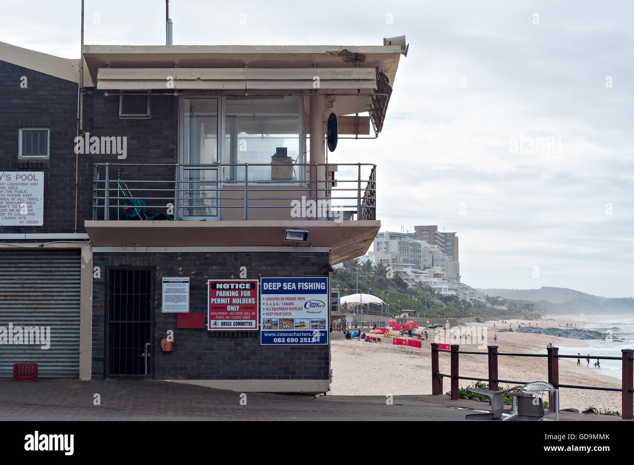 DURBAN, SOUTH AFRICA - JULY 09, 2016: The Grannies Pool lifesaver's station on the Umhlanga Rocks beach Stock Photo