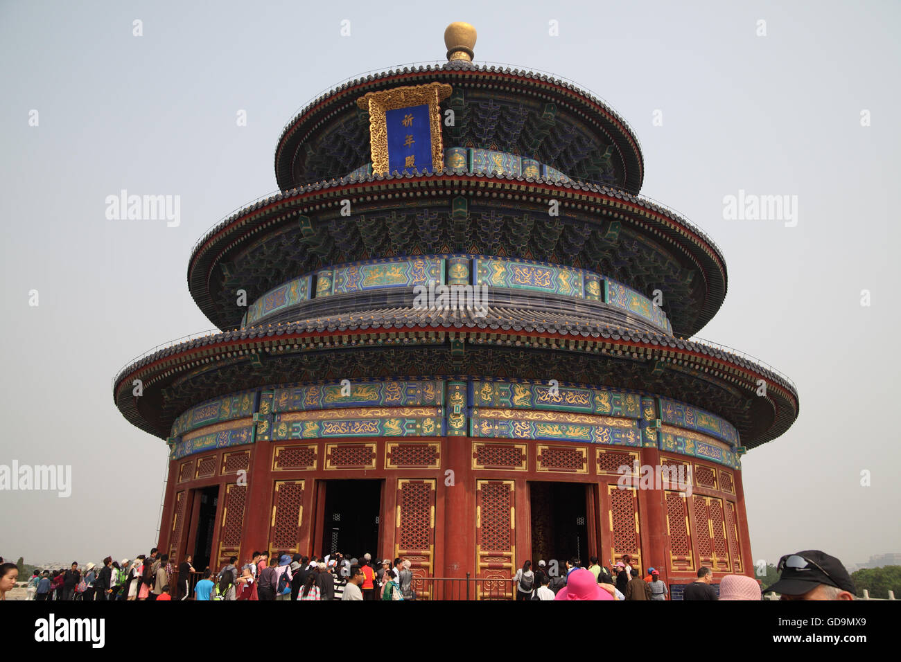 The Temple of Heaven. See a thin rod on top of each section it is there as protection against lightning. Beijing, China. Stock Photo
