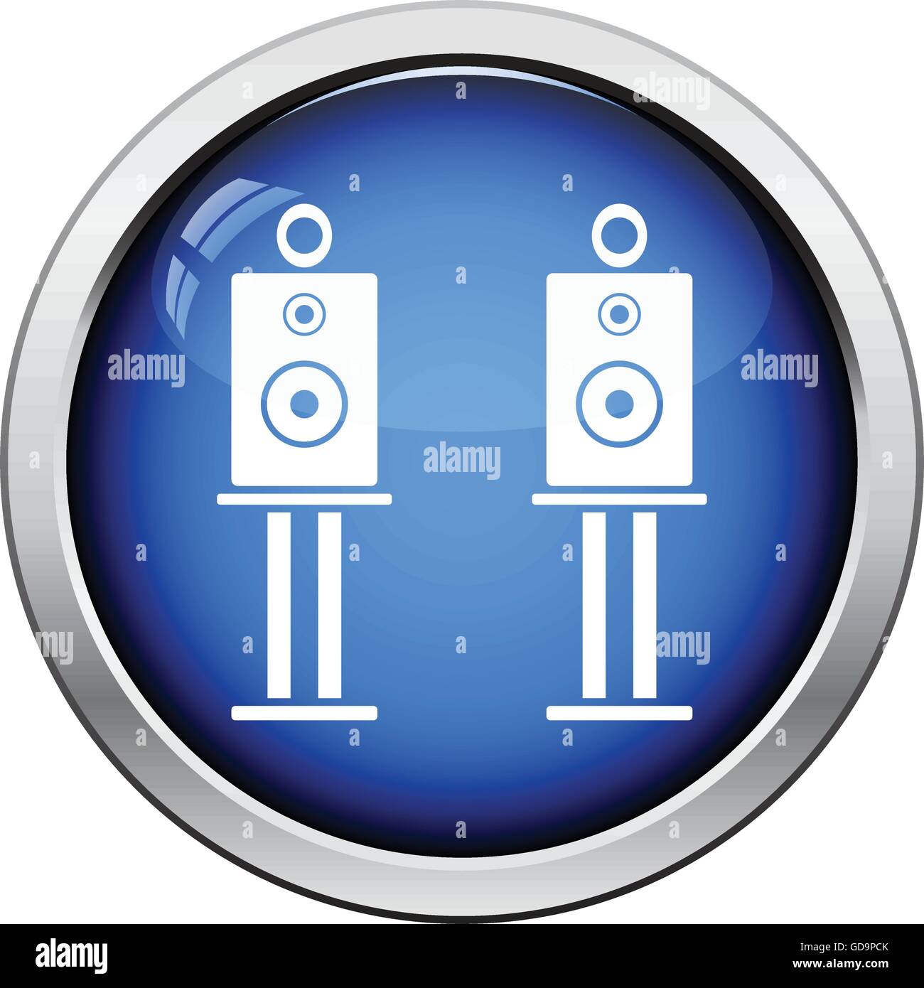 Audio system speakers icon. Glossy button design. Vector illustration ...