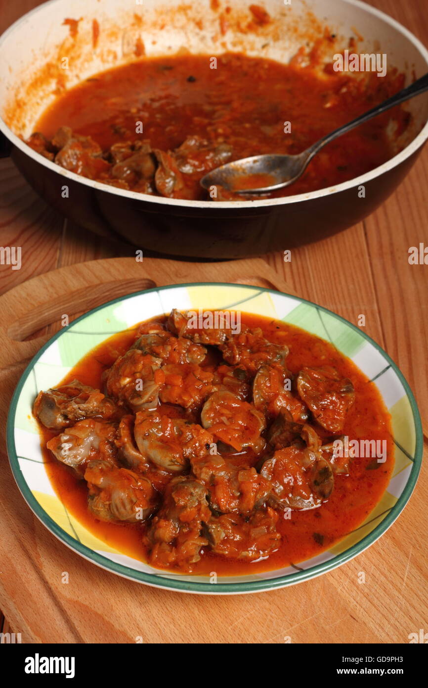 Chicken gizzard stew Stock Photo Alamy