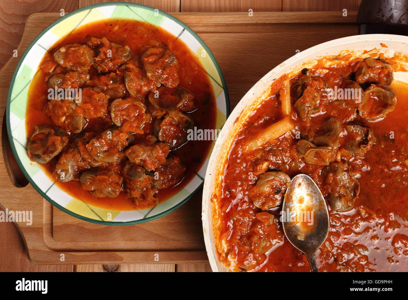 Chicken gizzard stew Stock Photo Alamy