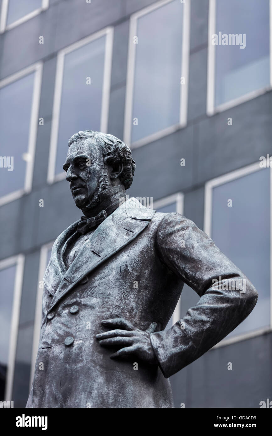 Railway engineer Robert Stevenson statue outside Euston Station in