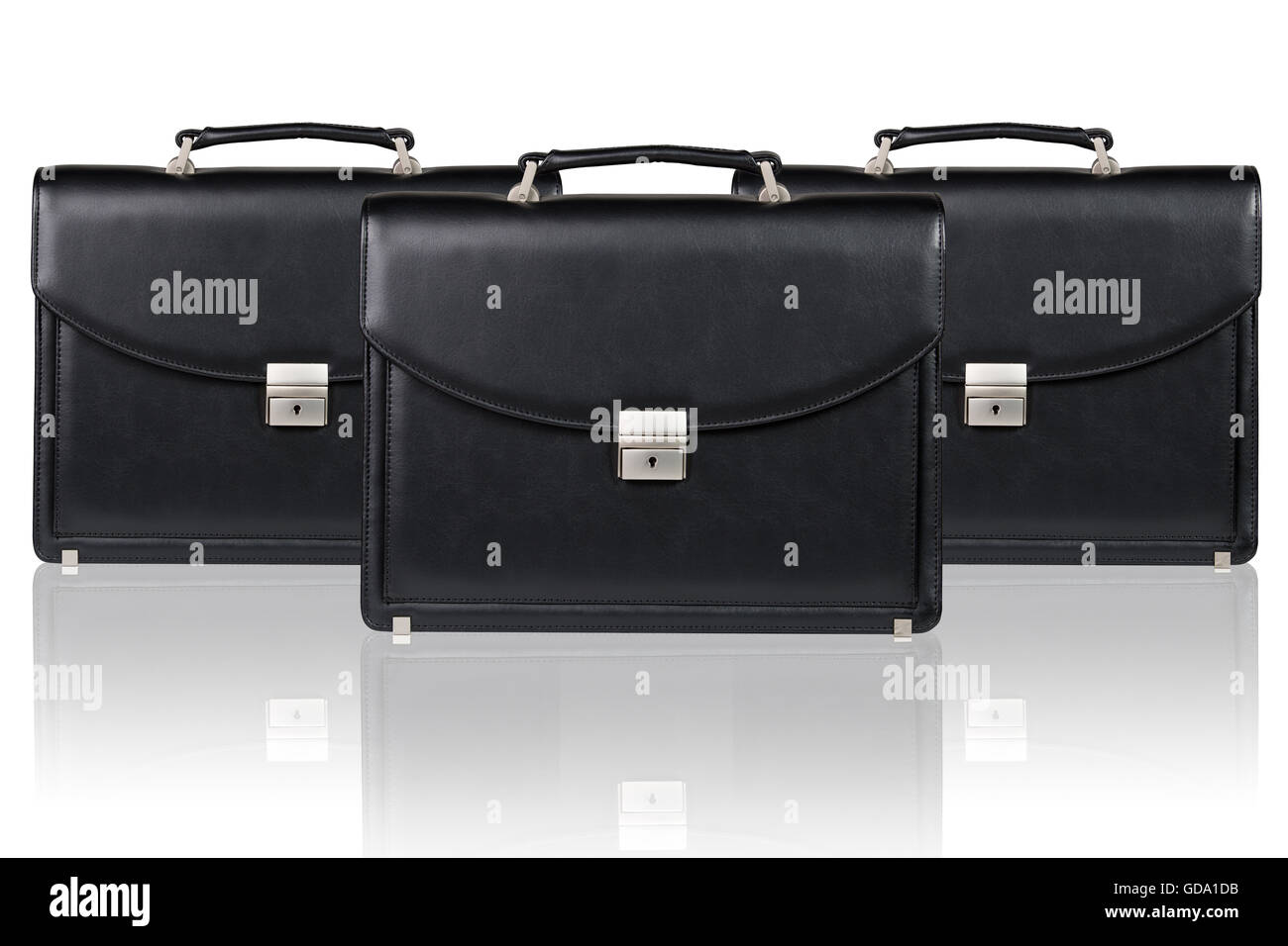 Set of black leather briefcase Stock Photo Alamy
