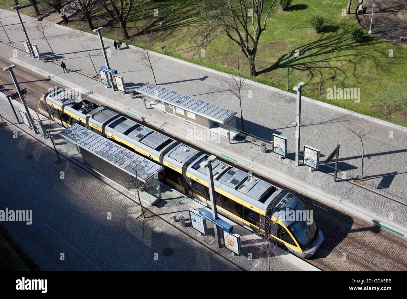 Metro stop at Vila Nova de Gaia, public transport in cities of Porto and Gaia, Portugal Stock Photo