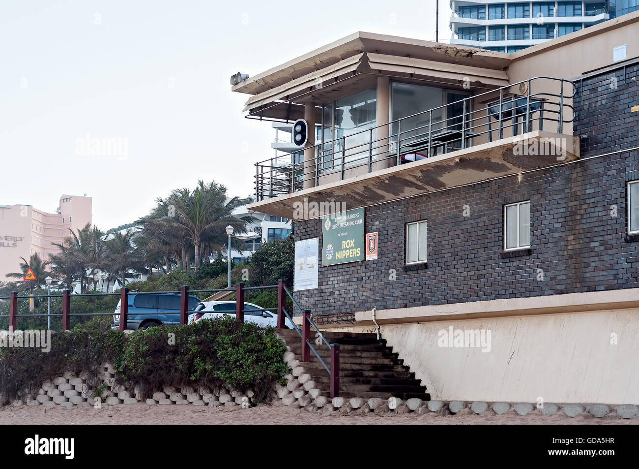 DURBAN, SOUTH AFRICA - JULY 09, 2016: The Grannies Pool lifesaver's station on the Umhlanga Rocks beach Stock Photo