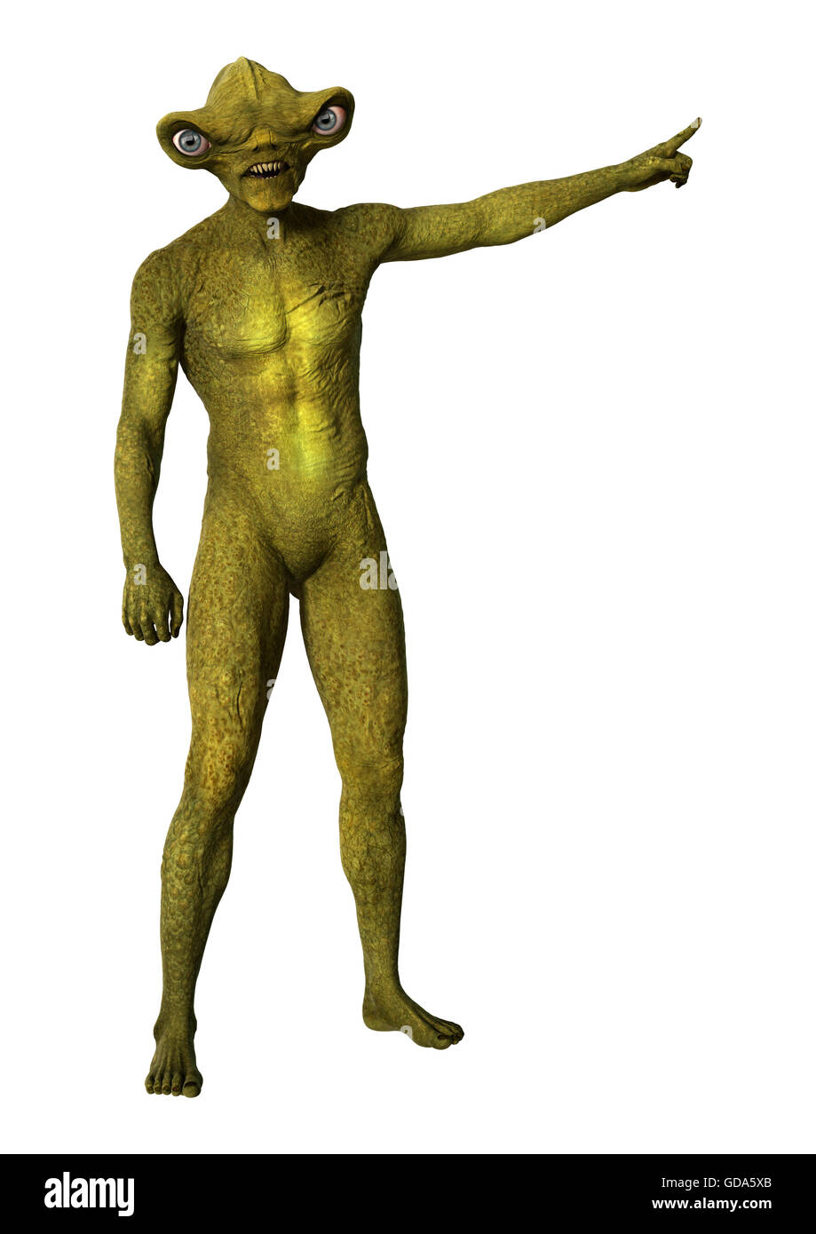 3D rendering of a green alien isolated on white background Stock Photo ...