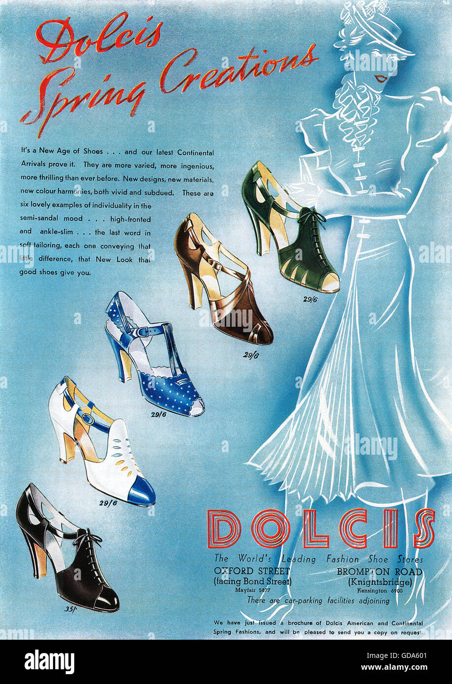 1937 British advertisement for Dolcis Shoes Stock Photo