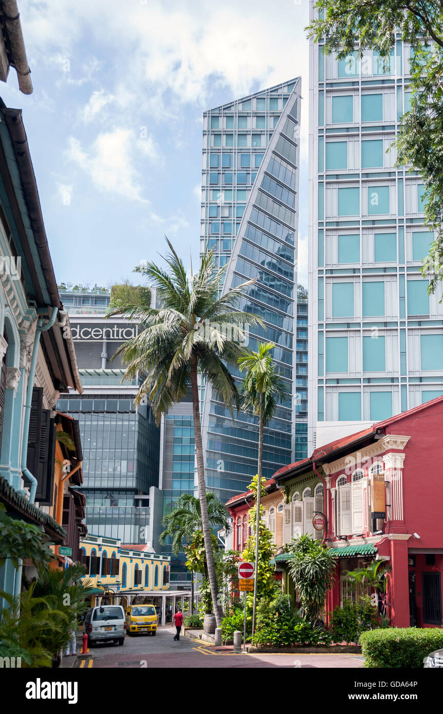 Orchard Road from Emerald Hill Road, Central Area, Singapore Island (Pulau Ujong), Singapore Stock Photo