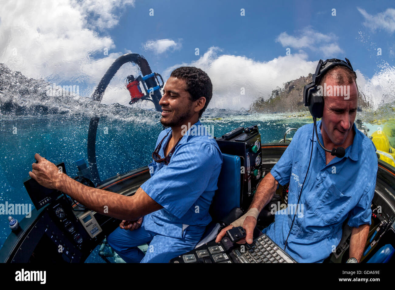Diving with DeepSee Submersible, Cocos Island, Costa Rica Stock Photo