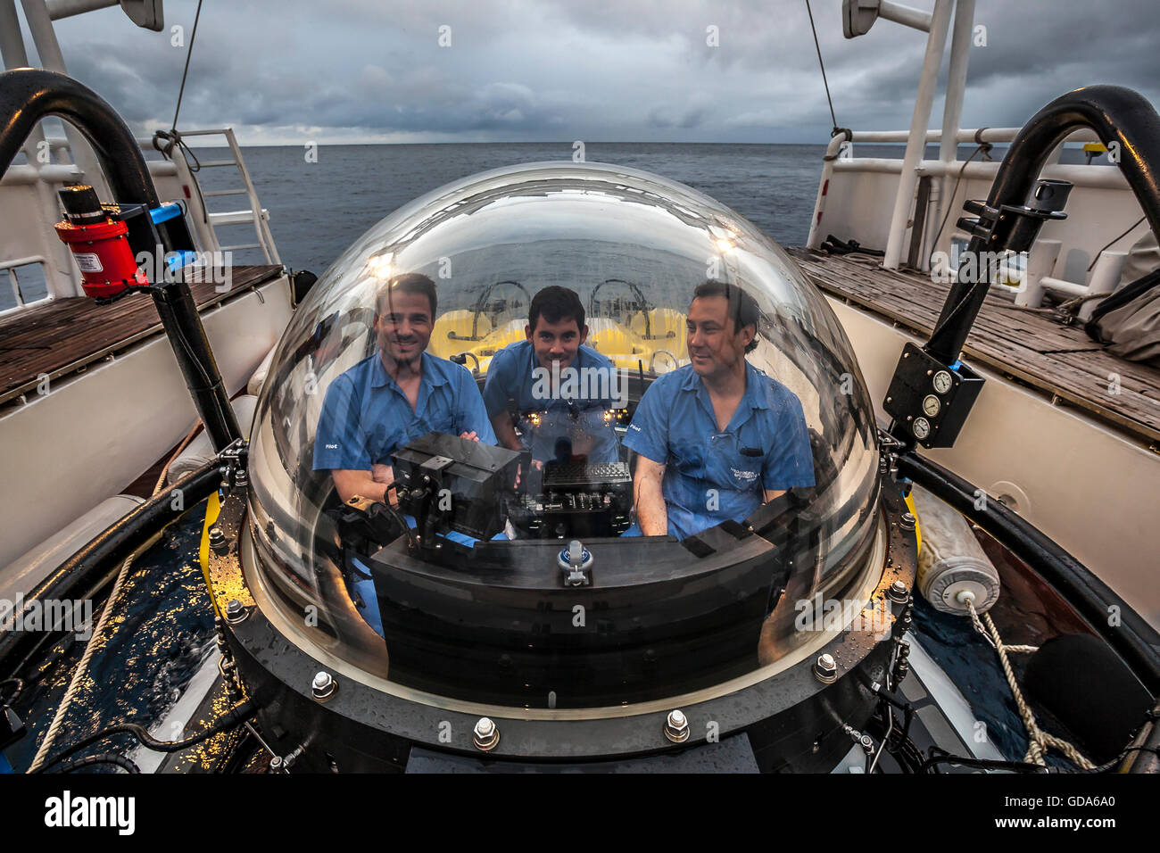 Diving with DeepSee Submersible, Cocos Island, Costa Rica Stock Photo