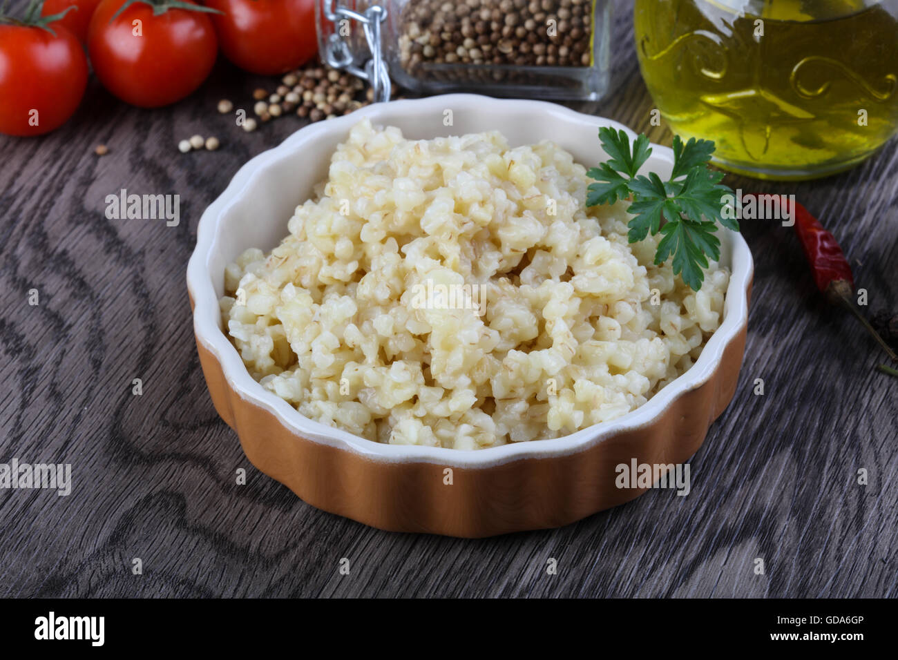 Traditional wheat dish bulgur with parsley Stock Photo Alamy