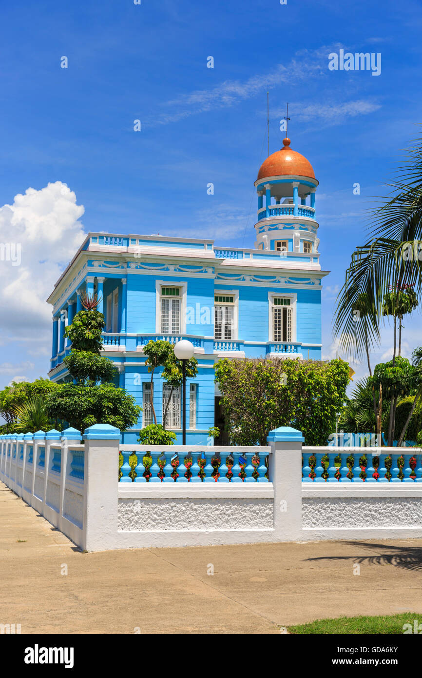 Palacio Azul Hotel, a typical colonial architecture style mansion building in Cienfuegos, Cuba Stock Photo