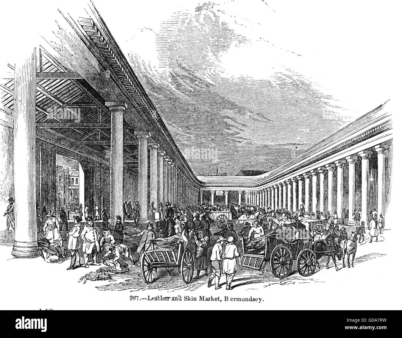 BERMONDSEY LEATHER MARKET in New Weston Street, London, in 1850 Stock Photo