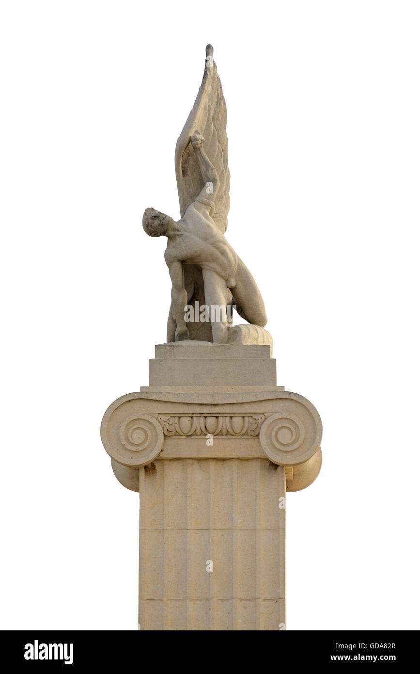 An Ancient Greek Statue of Winged Angle Isolated Stock Photo
