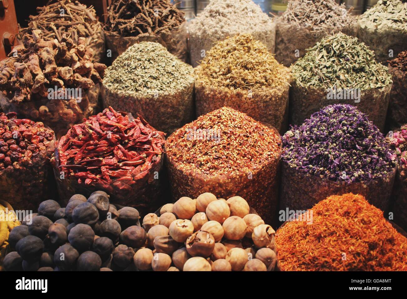 Arabic spices at spice soukh Deira, Dubai, UAE Stock Photo Alamy