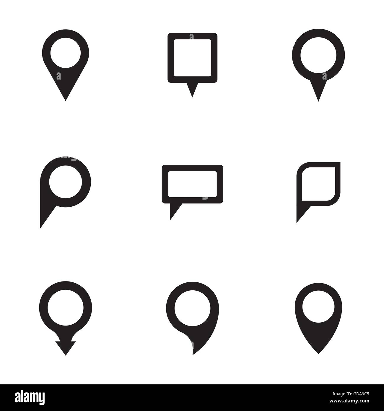 Vector black map pointer icons set Stock Vector Image & Art - Alamy