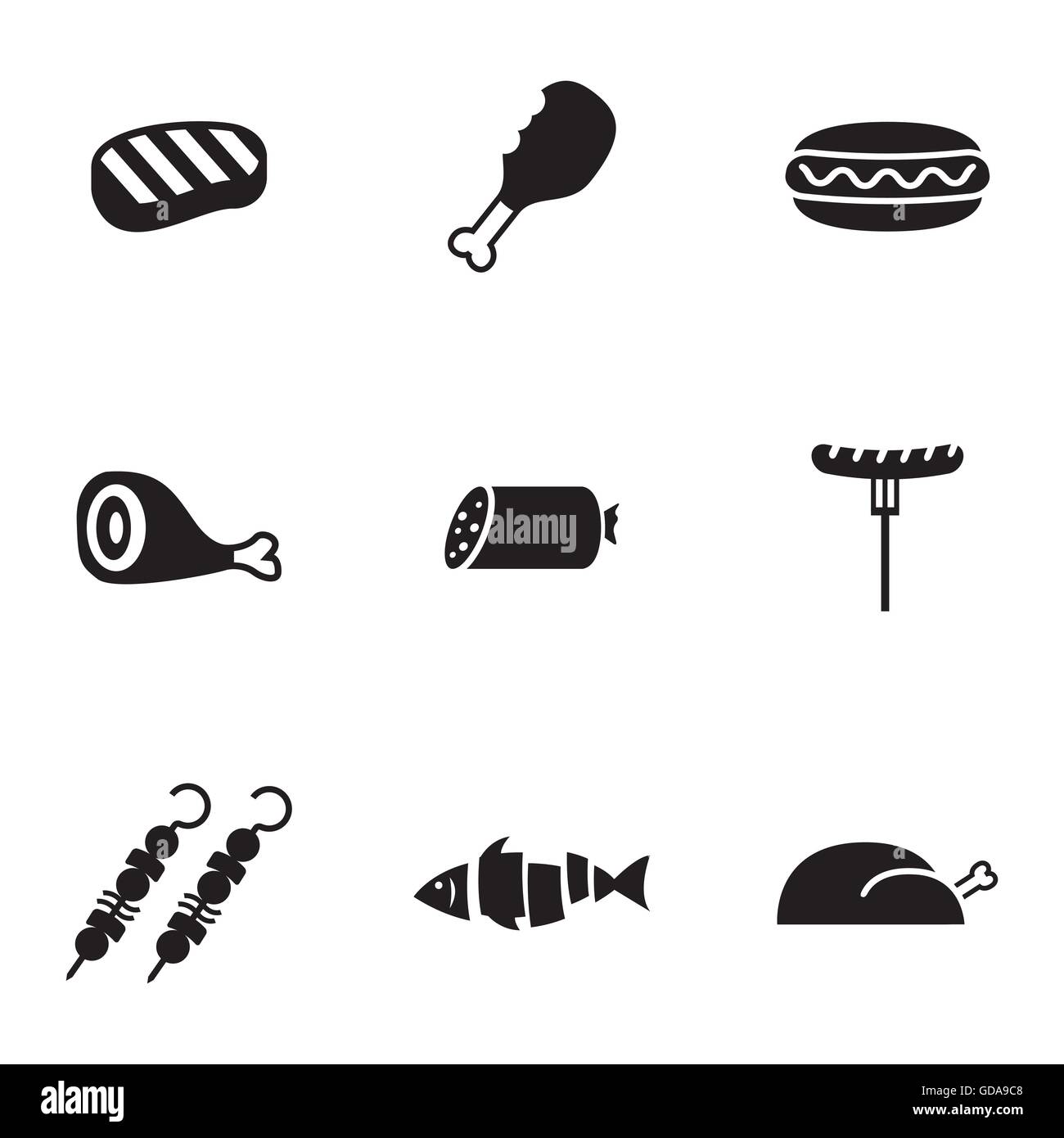 Vector black meat icons set Stock Vector Image & Art - Alamy