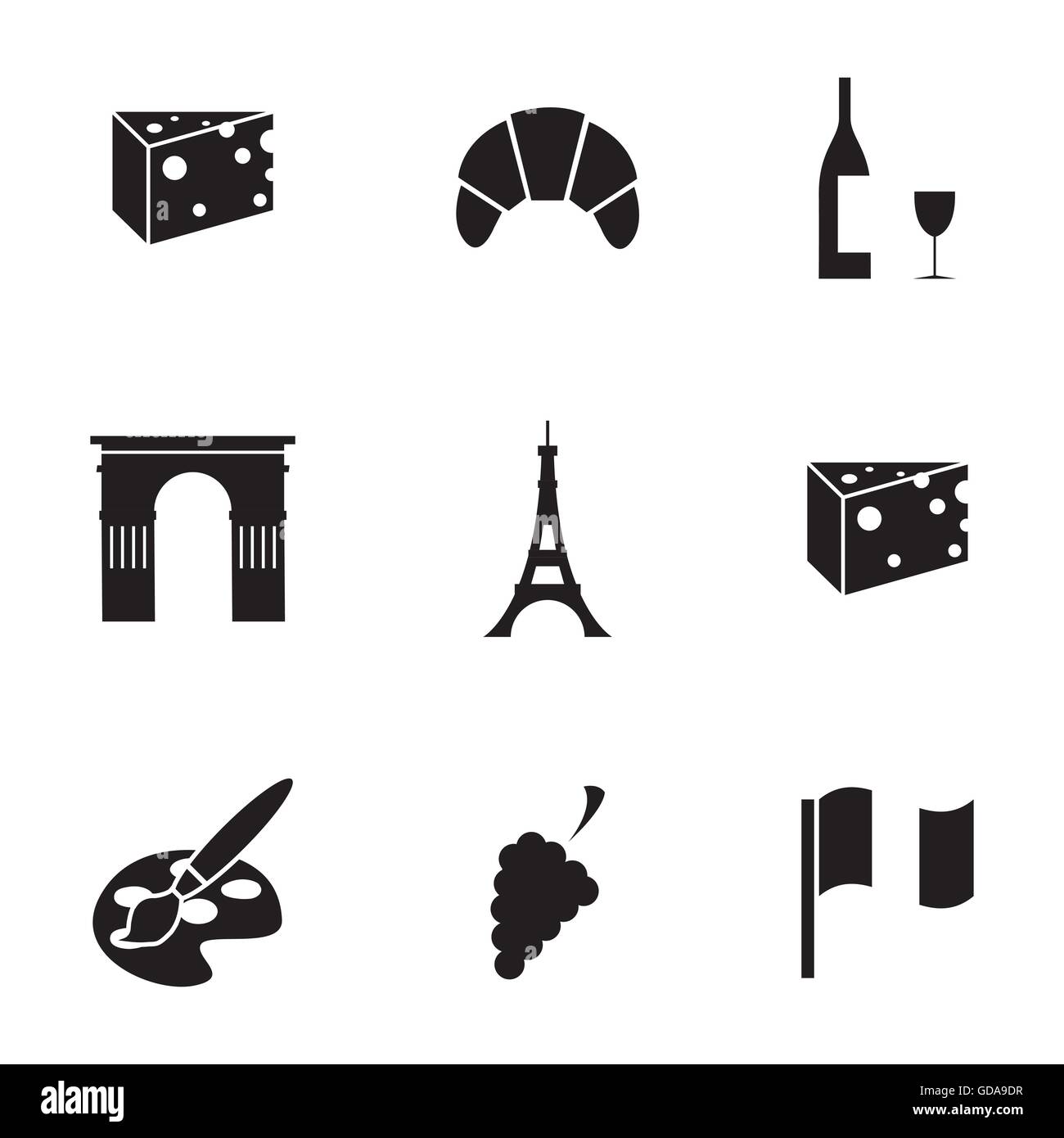 Vector black paris icons set Stock Vector Image & Art - Alamy