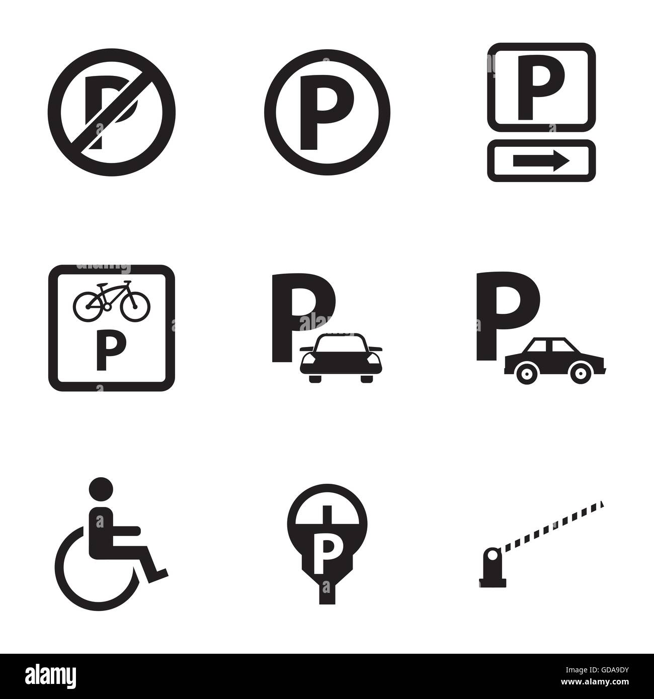 Vector black parking icons set Stock Vector Image & Art - Alamy