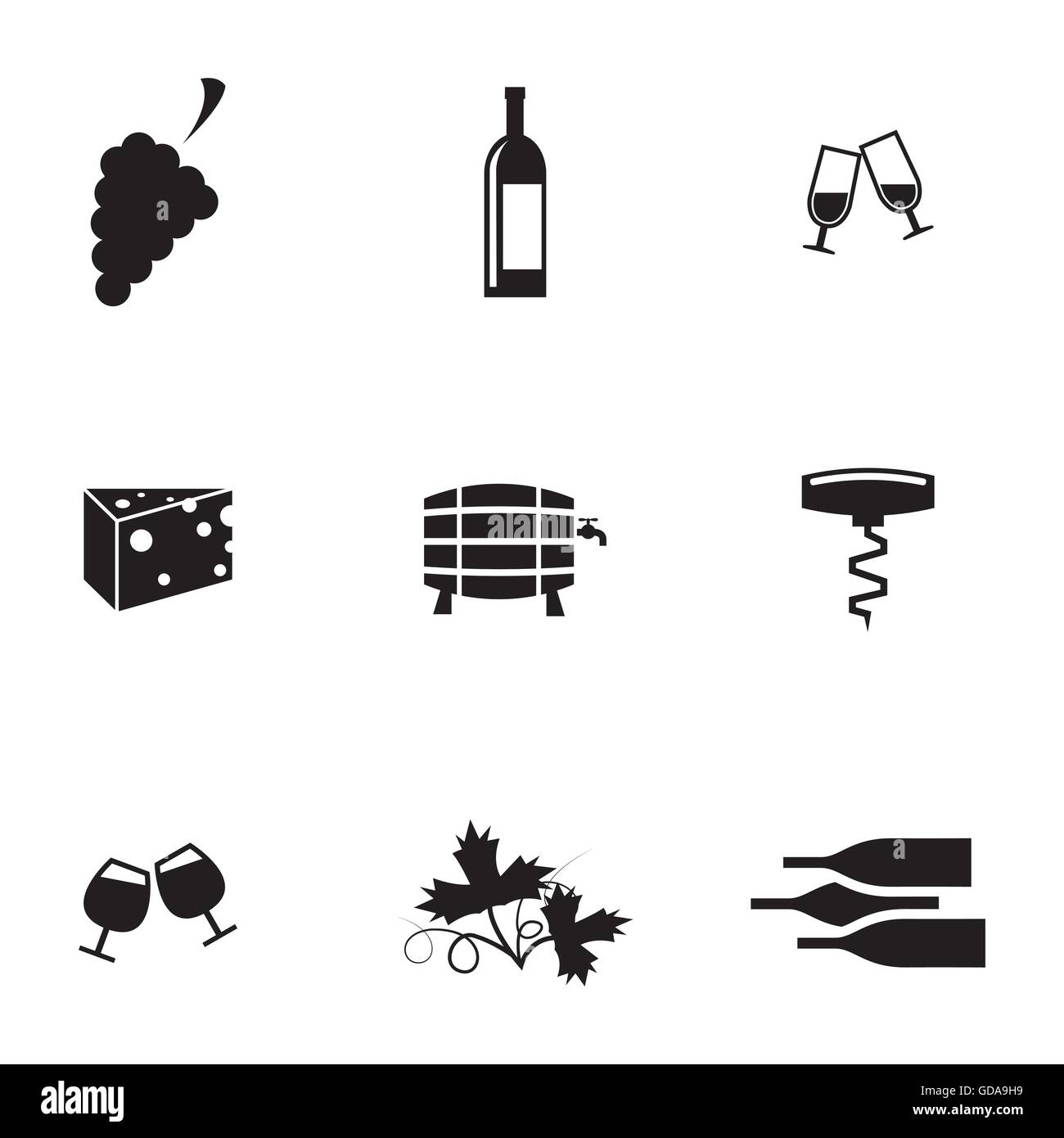 Vector black wine icons set Stock Vector Image & Art - Alamy