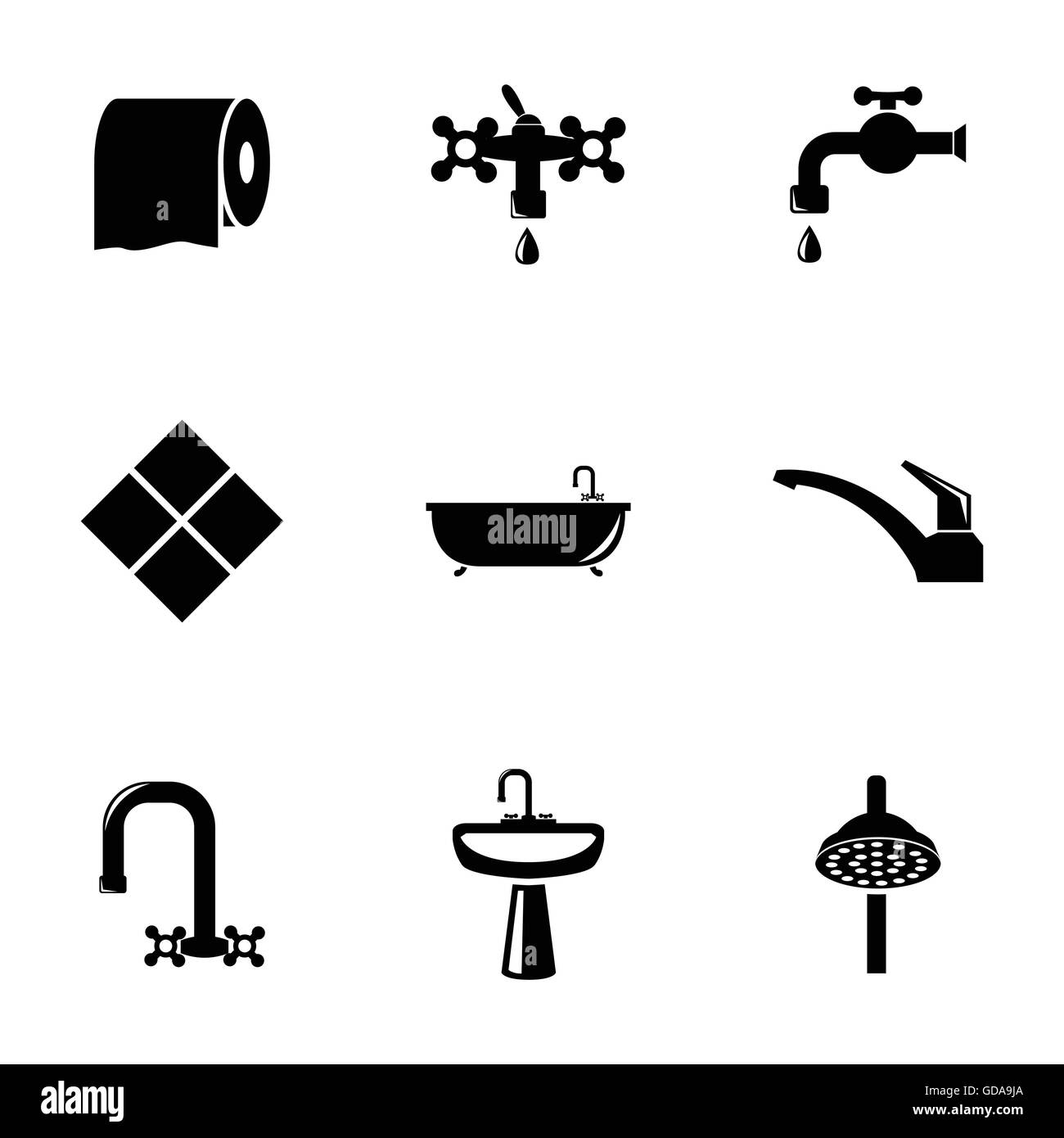Vector black bathroom icons set Stock Vector Image & Art - Alamy