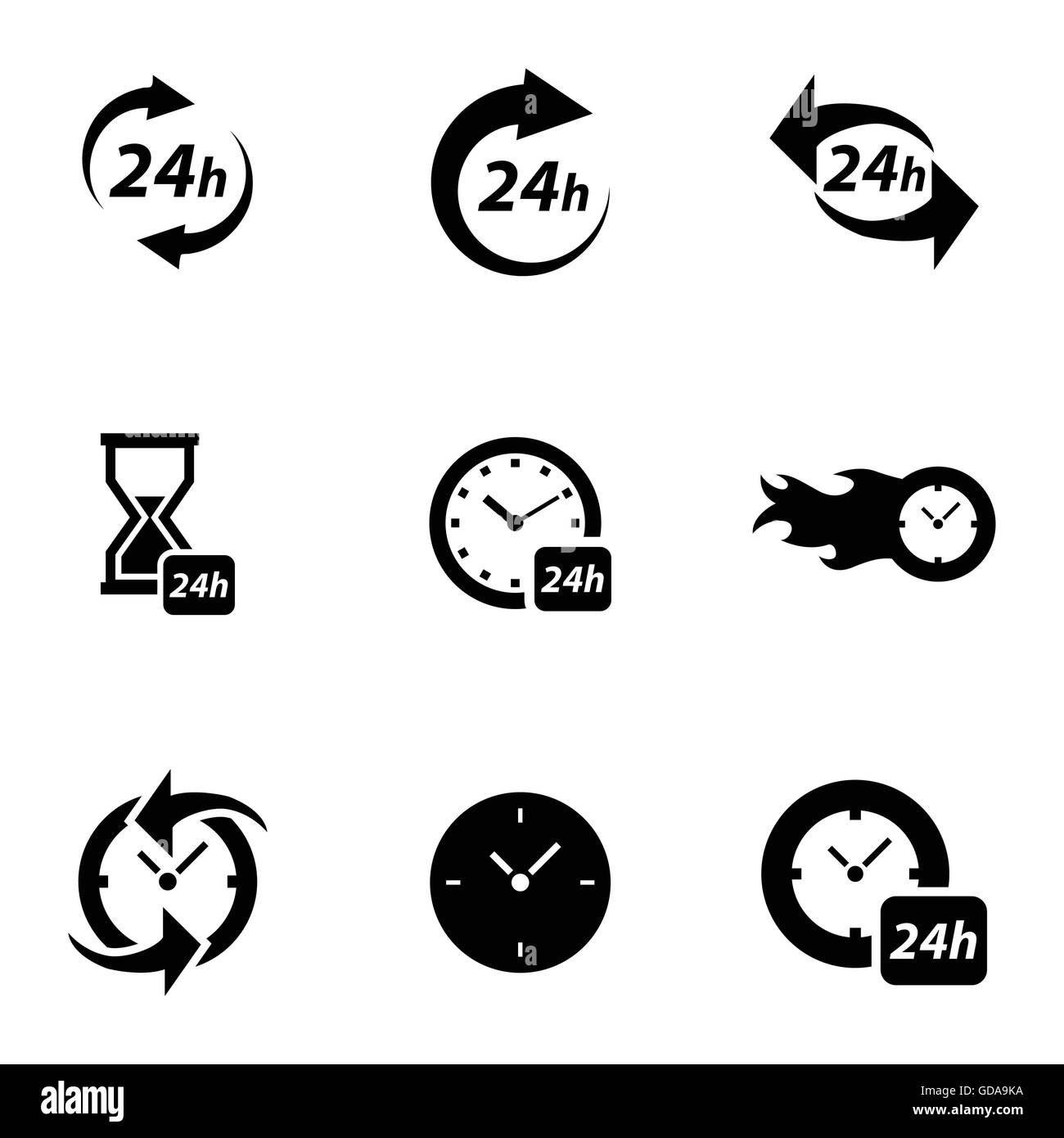 Vector black clock icons set Stock Vector Image & Art Alamy