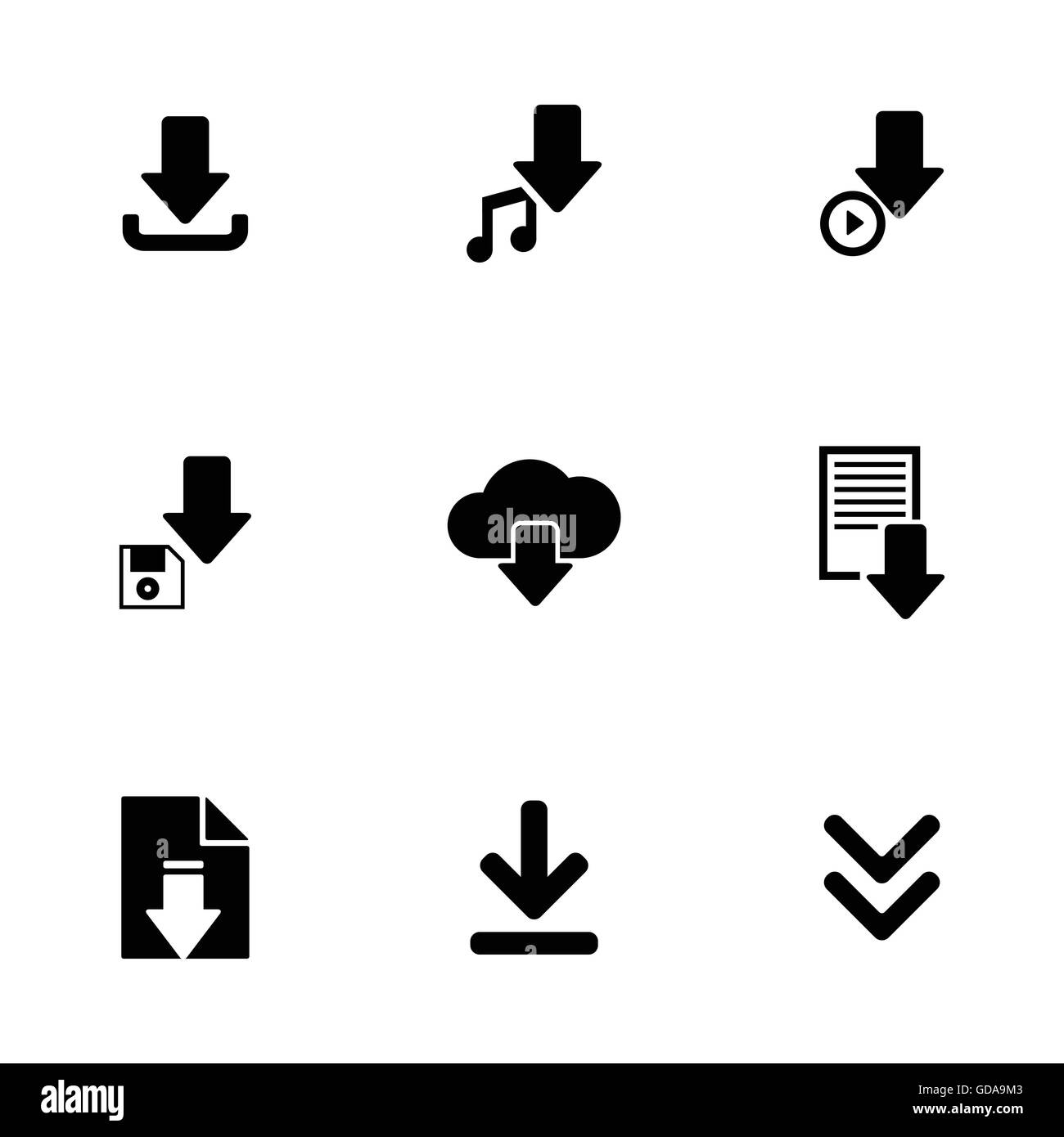 Vector black download icons set Stock Vector Image & Art - Alamy
