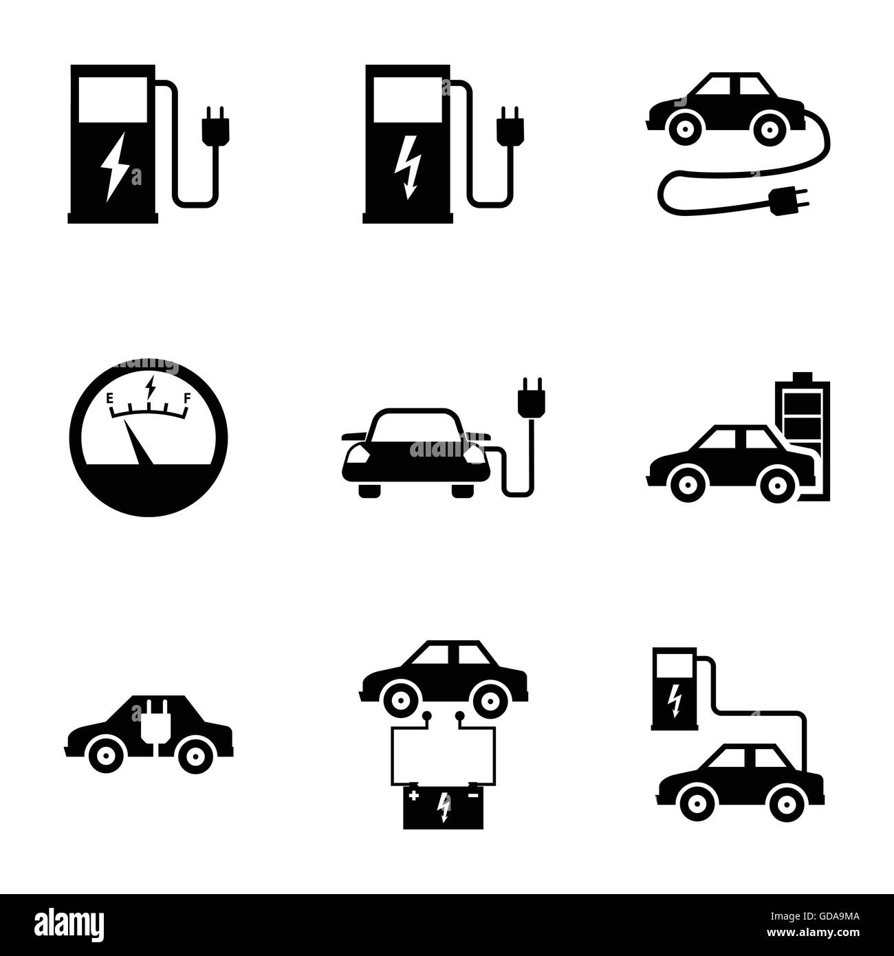 Vector black electric car icons set Stock Vector Image & Art Alamy