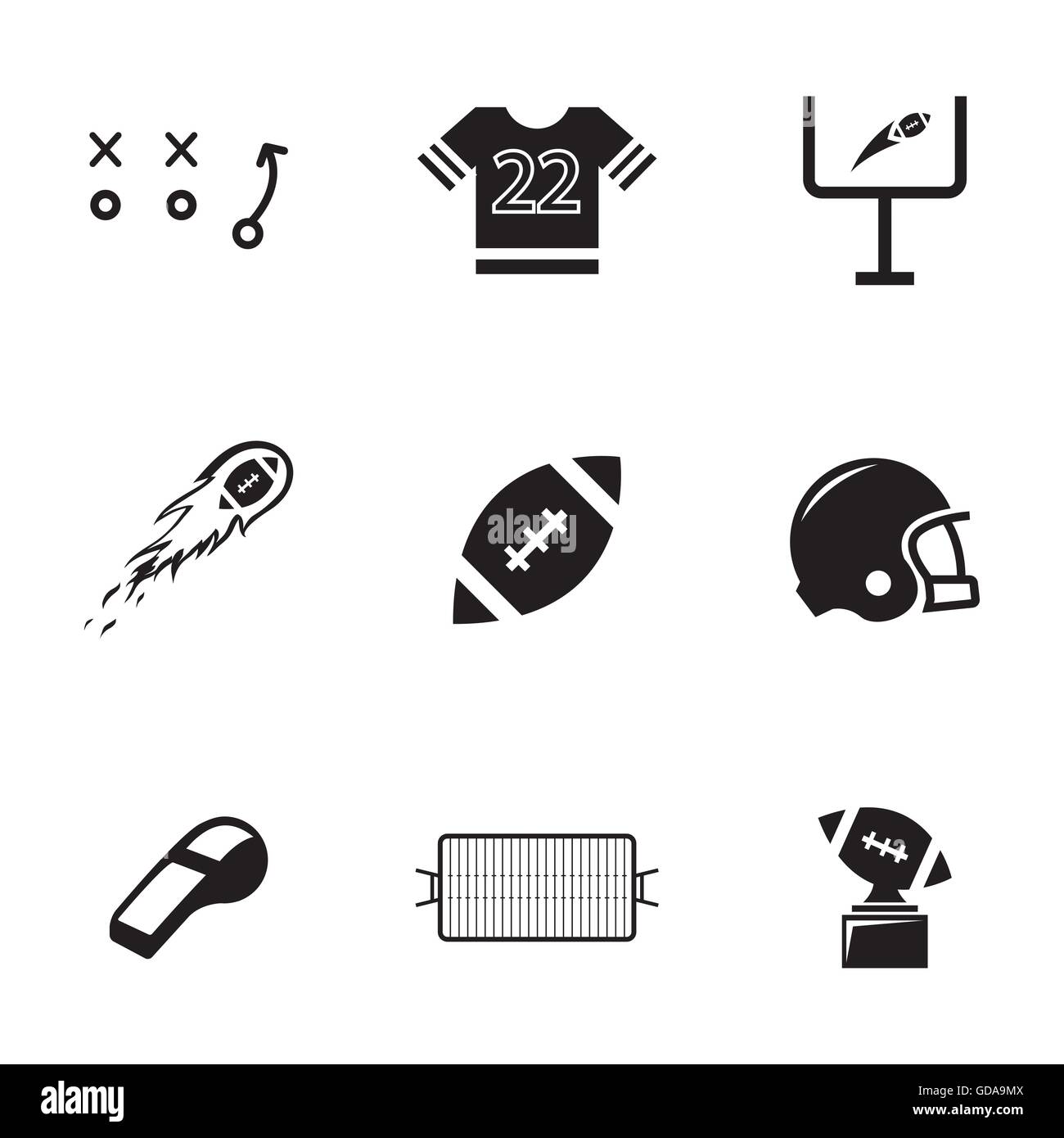 Vector black football icons set Stock Vector Image & Art - Alamy