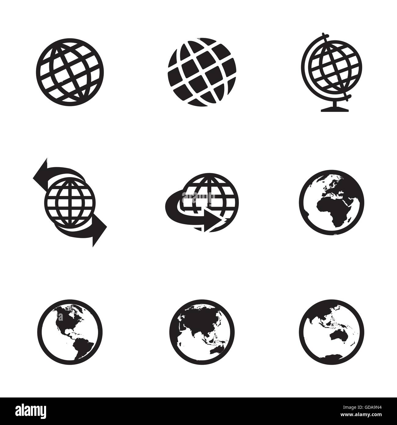 Vector black globe icons set Stock Vector Image & Art Alamy