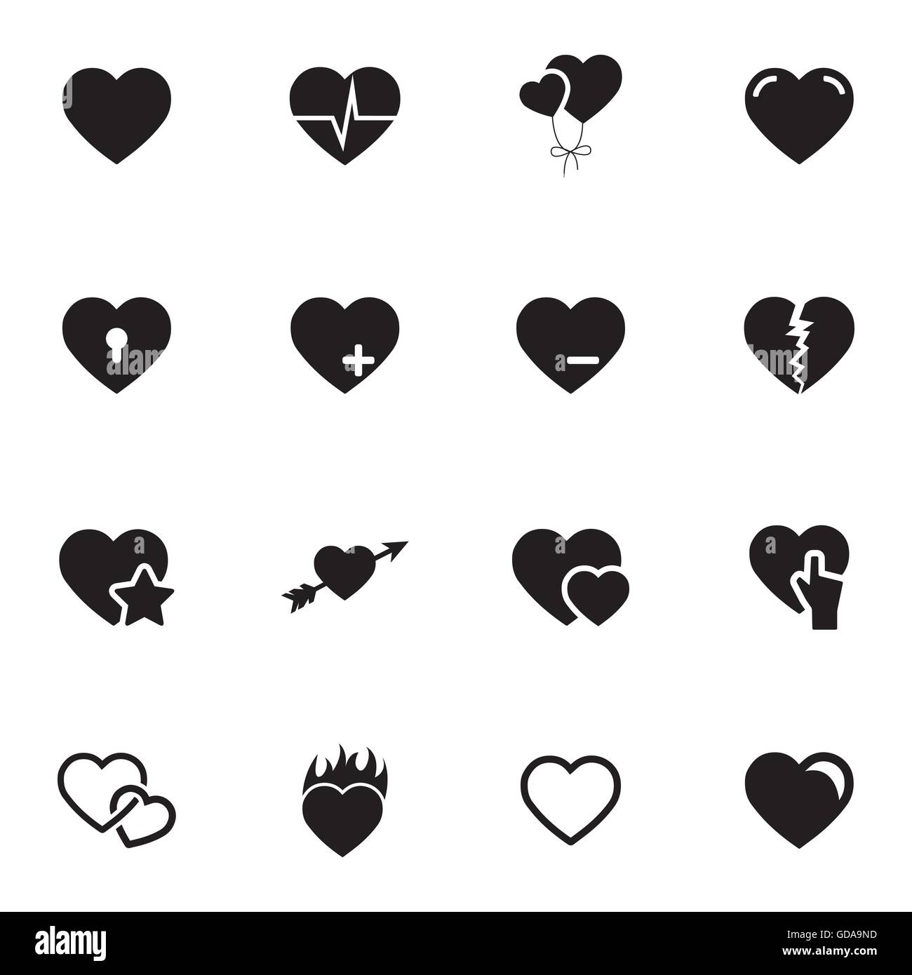 Vector black hearts icons set Stock Vector Image & Art - Alamy