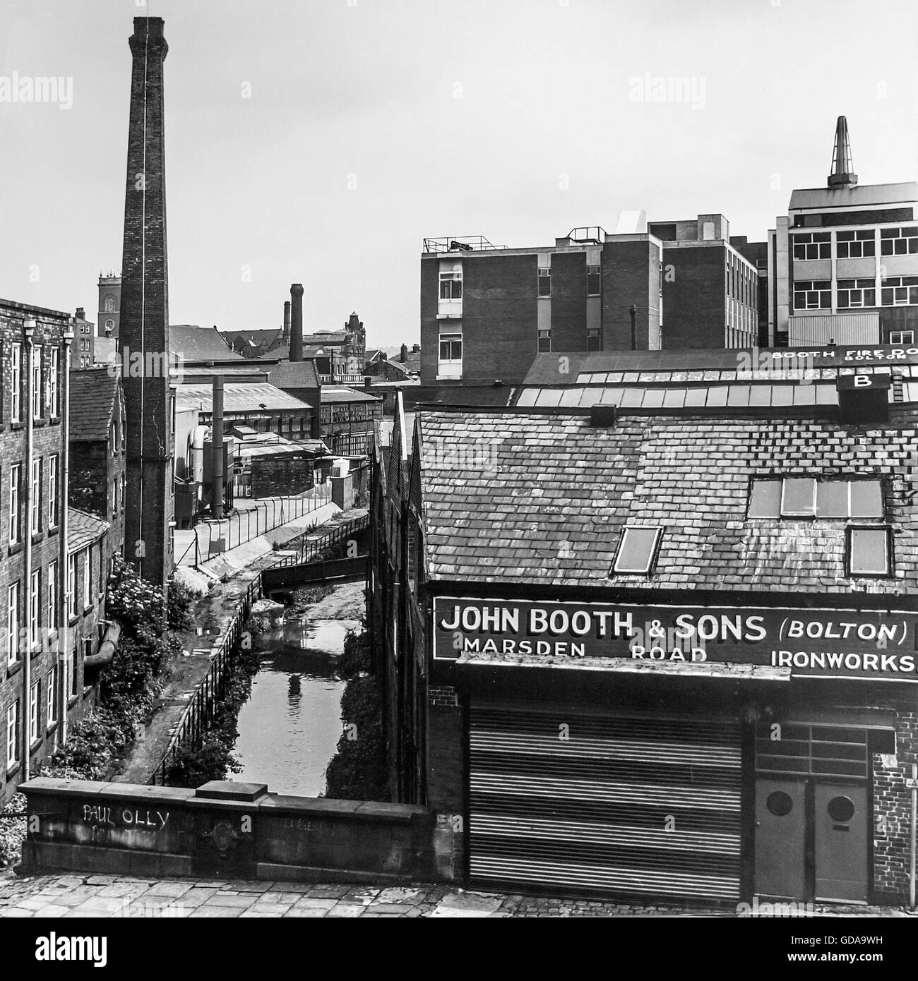 John Booth and Son Ironworks beside the River Croale, Marsden Road Bolton 1970s Stock Photo