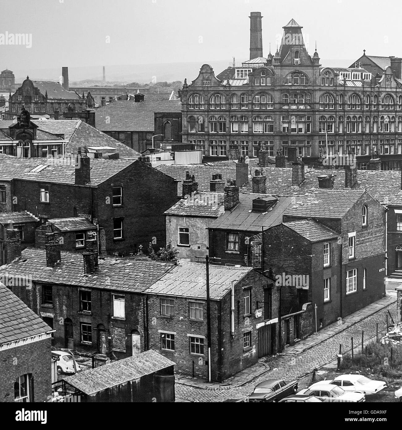 View to St Georges House and St Georges School in Background. All Saints Street in Foreground Bolton Lancashire 1970s Stock Photo