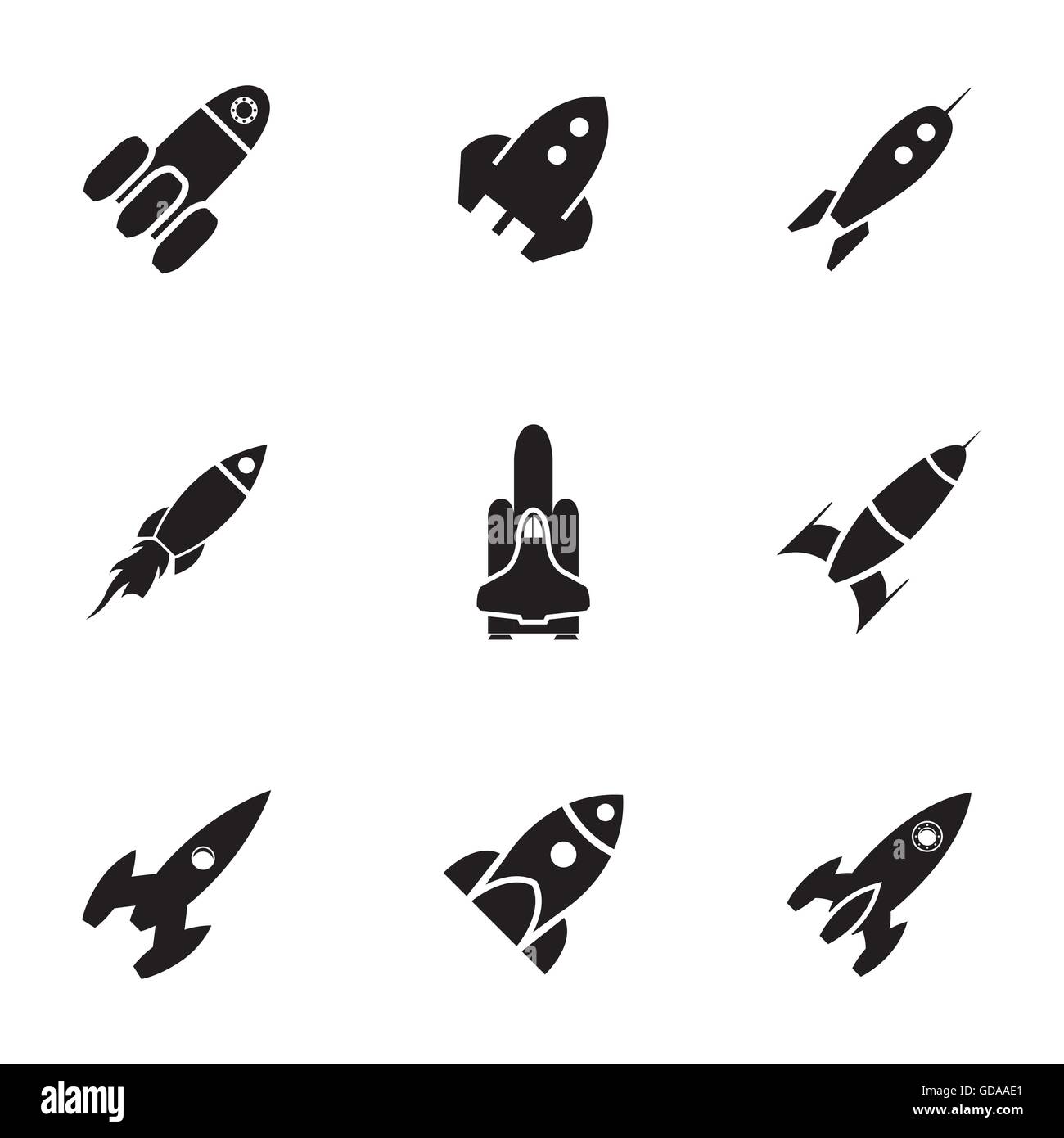 Vector black rocket icons set Stock Vector Image & Art - Alamy