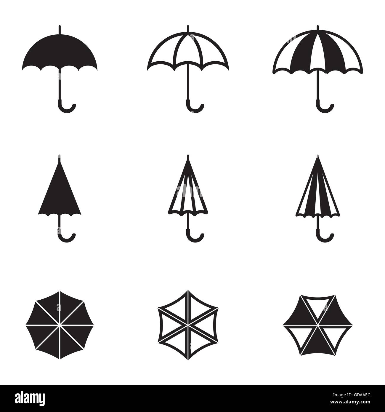 Vector black umbrella icons set Stock Vector Image & Art - Alamy
