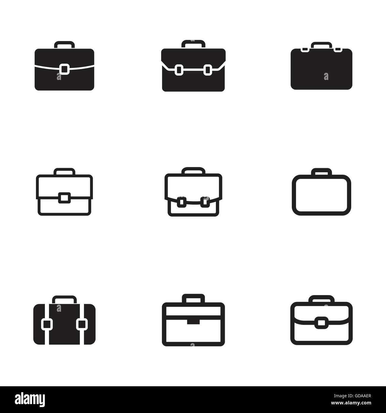 Vector black briefcase icons set Stock Vector Image & Art - Alamy