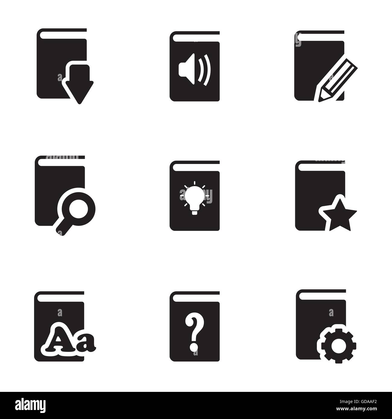 Vector black books icons set Stock Vector Image & Art - Alamy