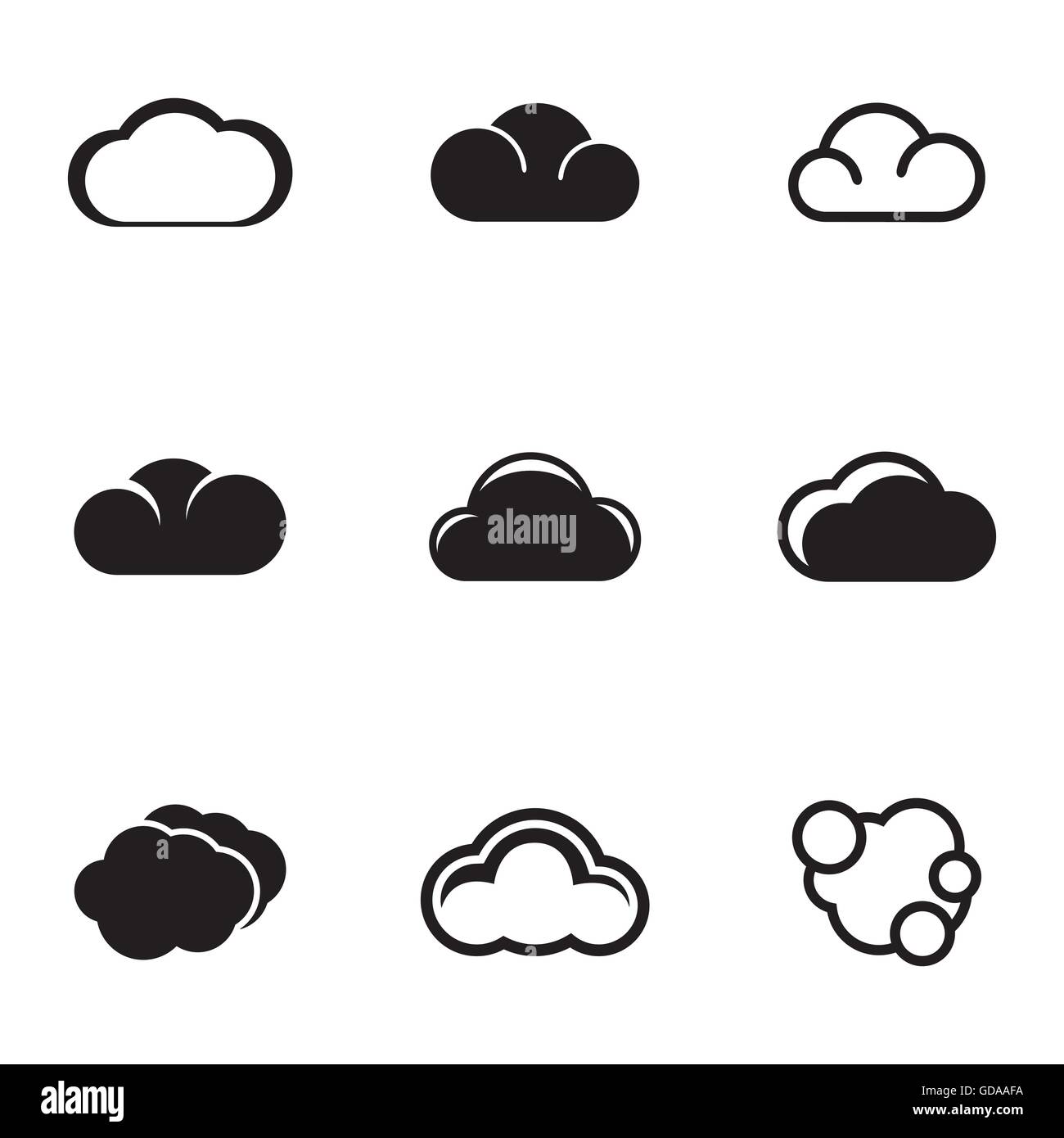 Vector black cloud icons set Stock Vector Image & Art - Alamy