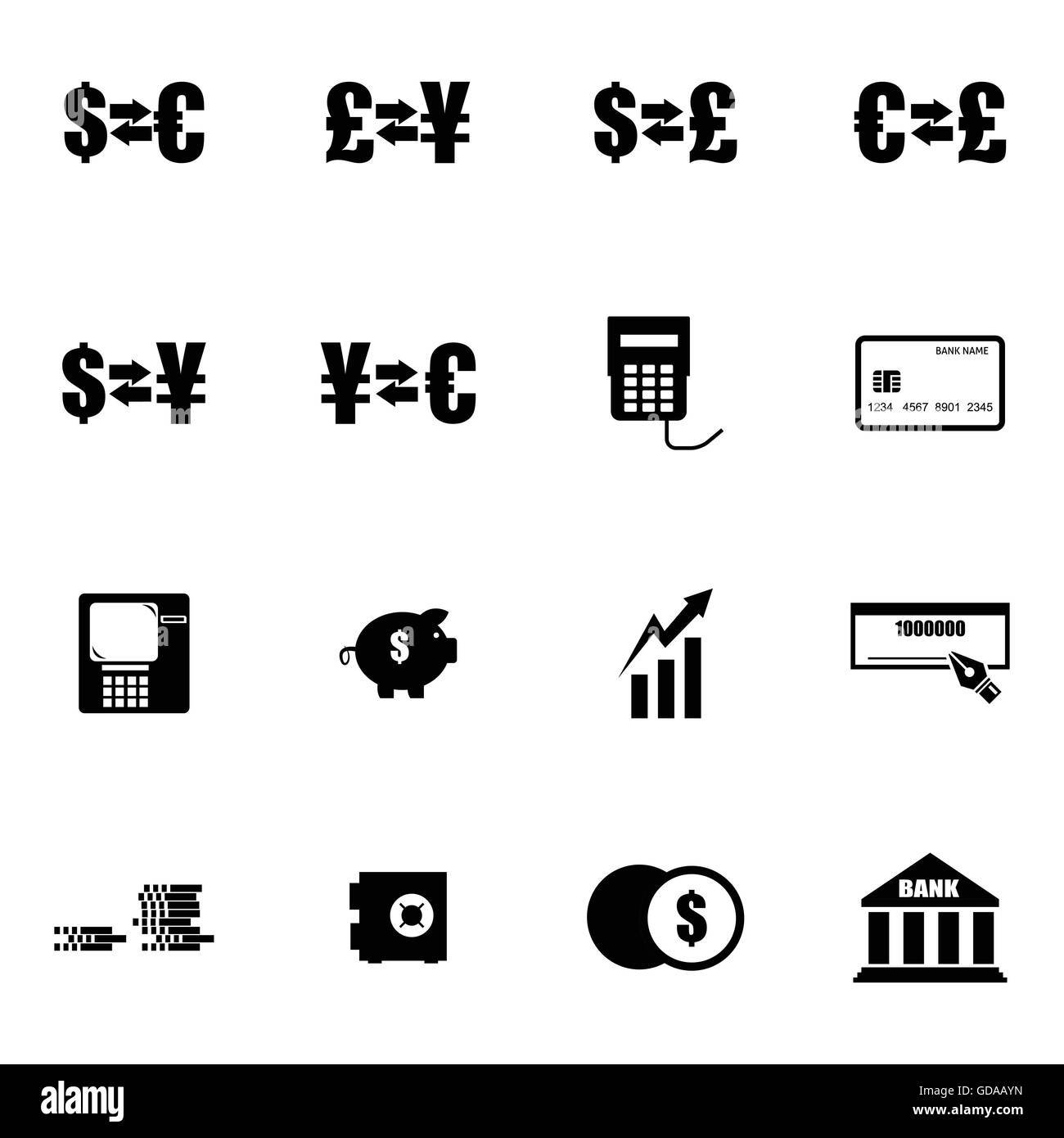 Vector black  bank   icons set Stock Vector