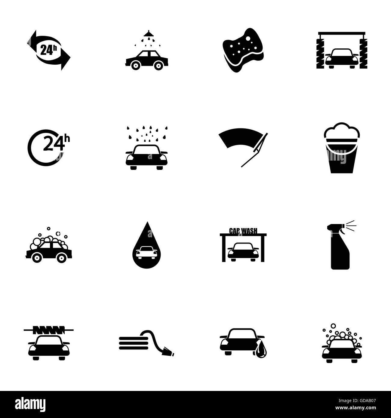 Vector black car wash icons set Stock Vector Image & Art - Alamy