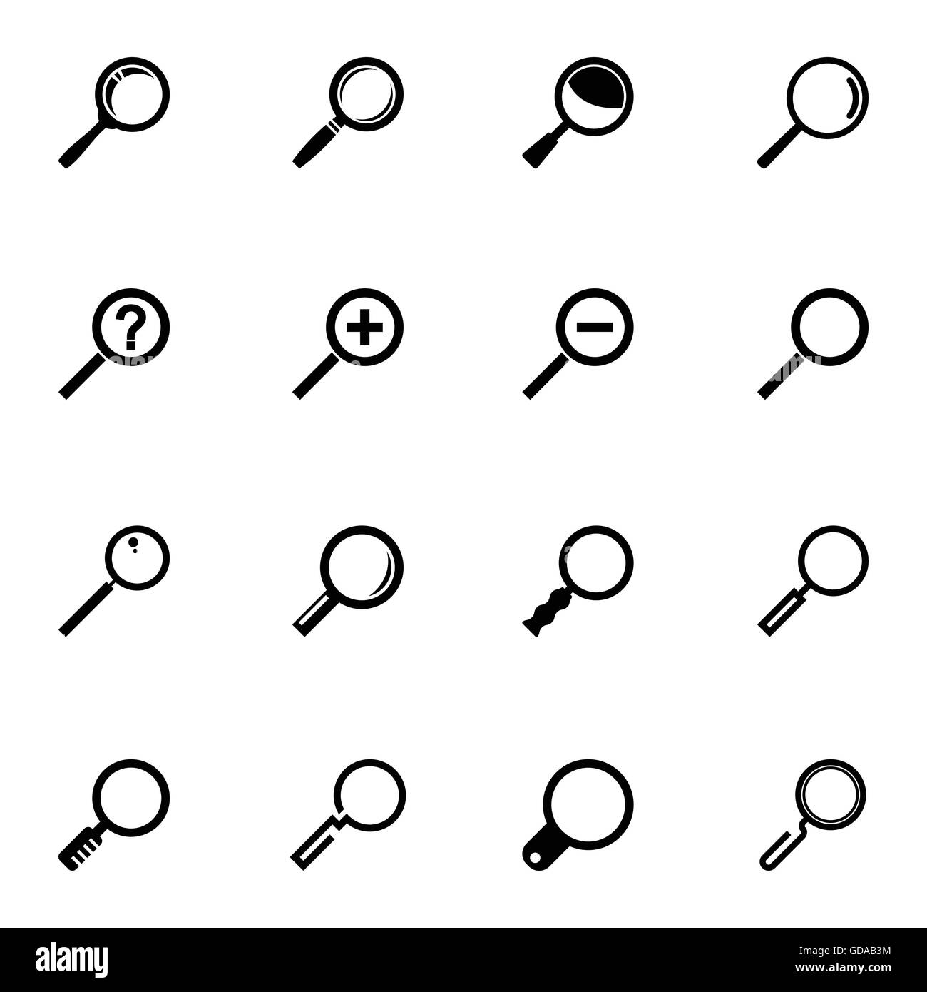 Vector black magnifying glass icons set Stock Vector Image & Art - Alamy