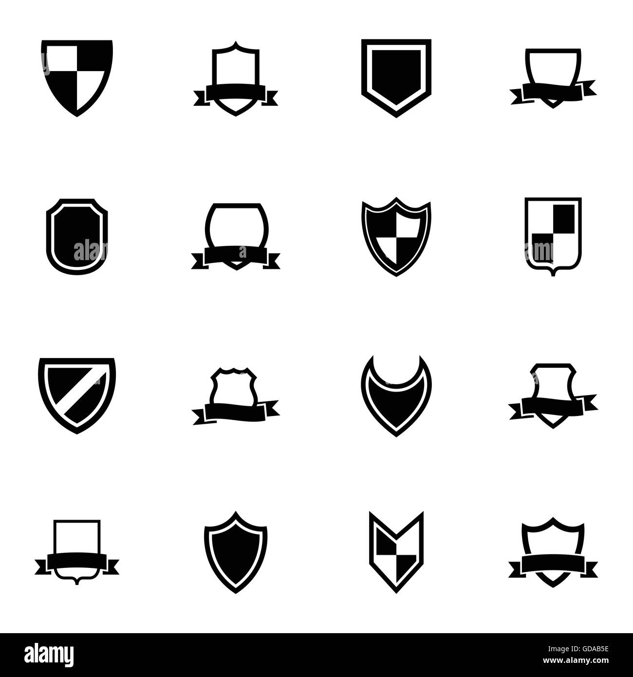Vector black icon shield icons set Stock Vector Image & Art Alamy