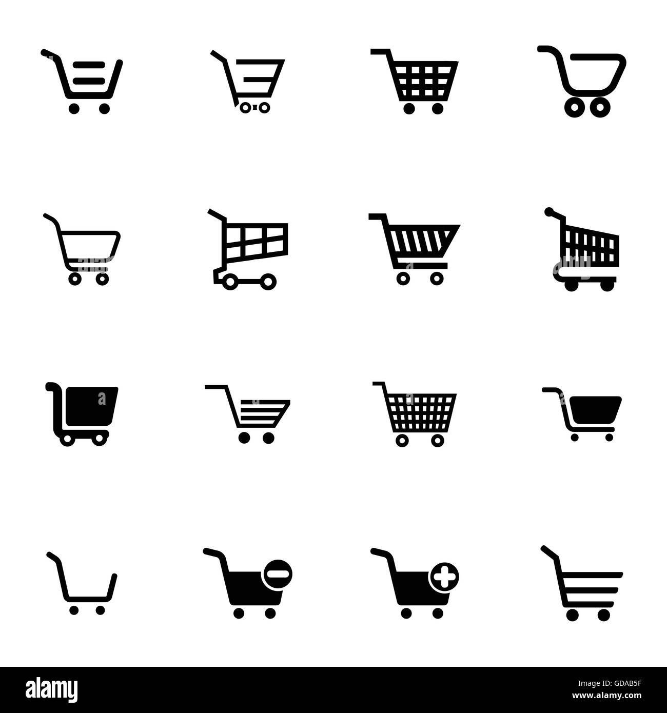 Vector black shopping cart icons set Stock Vector Image & Art Alamy