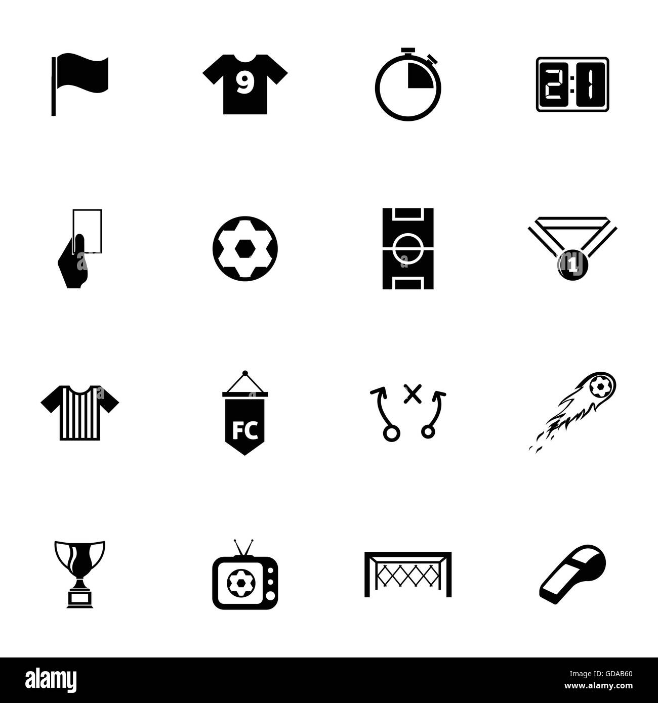 Vector black soccer icons set Stock Vector Image & Art Alamy