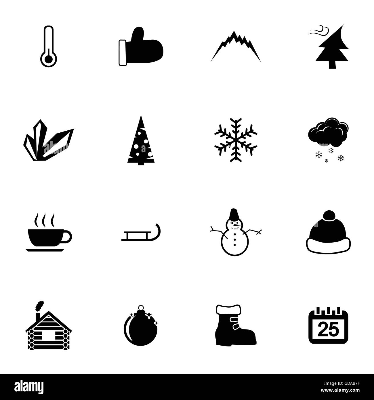 Vector black winter icons set Stock Vector Image & Art - Alamy