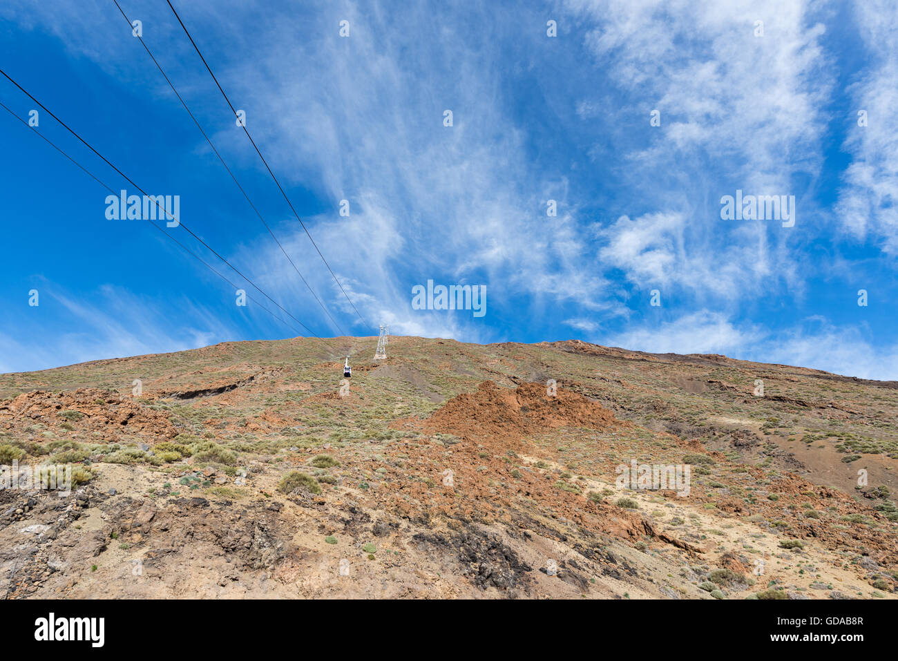 Spain, Canary Islands, Tenerife, cableway valley station on the Pico del Teide (Teyde) which is with 3718 m the highest elevation on the Canary Island Stock Photo