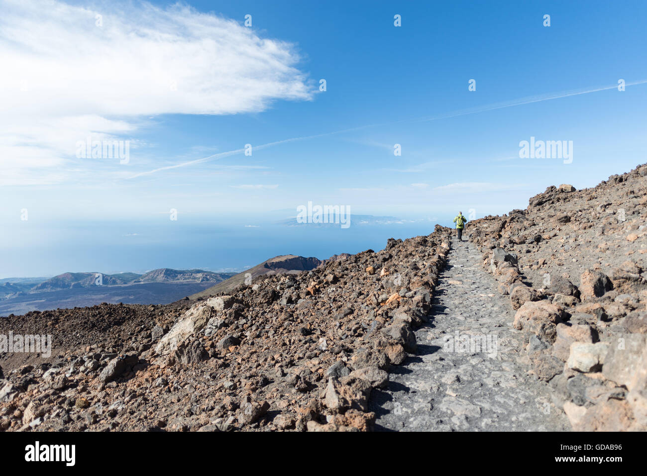 Spain, Canary Islands, Tenerife, hike on the Picp del Teide. The Pico del Teide (Teyde) is with 3718 m the highest elevation on the Canary Island Stock Photo